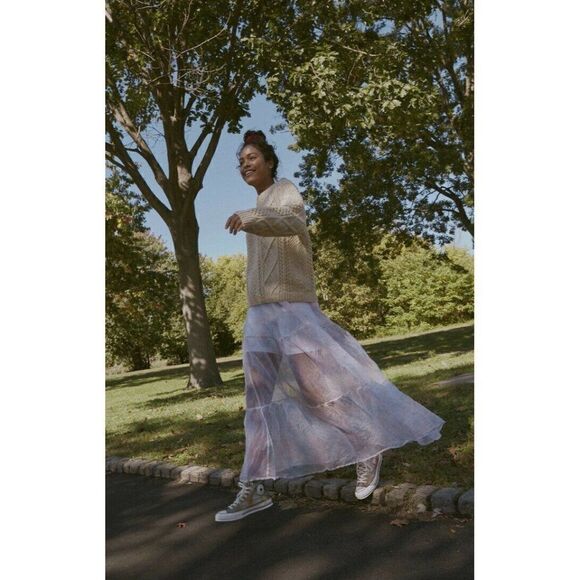 NEW FREE PEOPLE RIVERSIDE TOOL & DYE SILK ORGANZA TIE DYE MAXI SLIP SKIRT - Picture 2 of 8